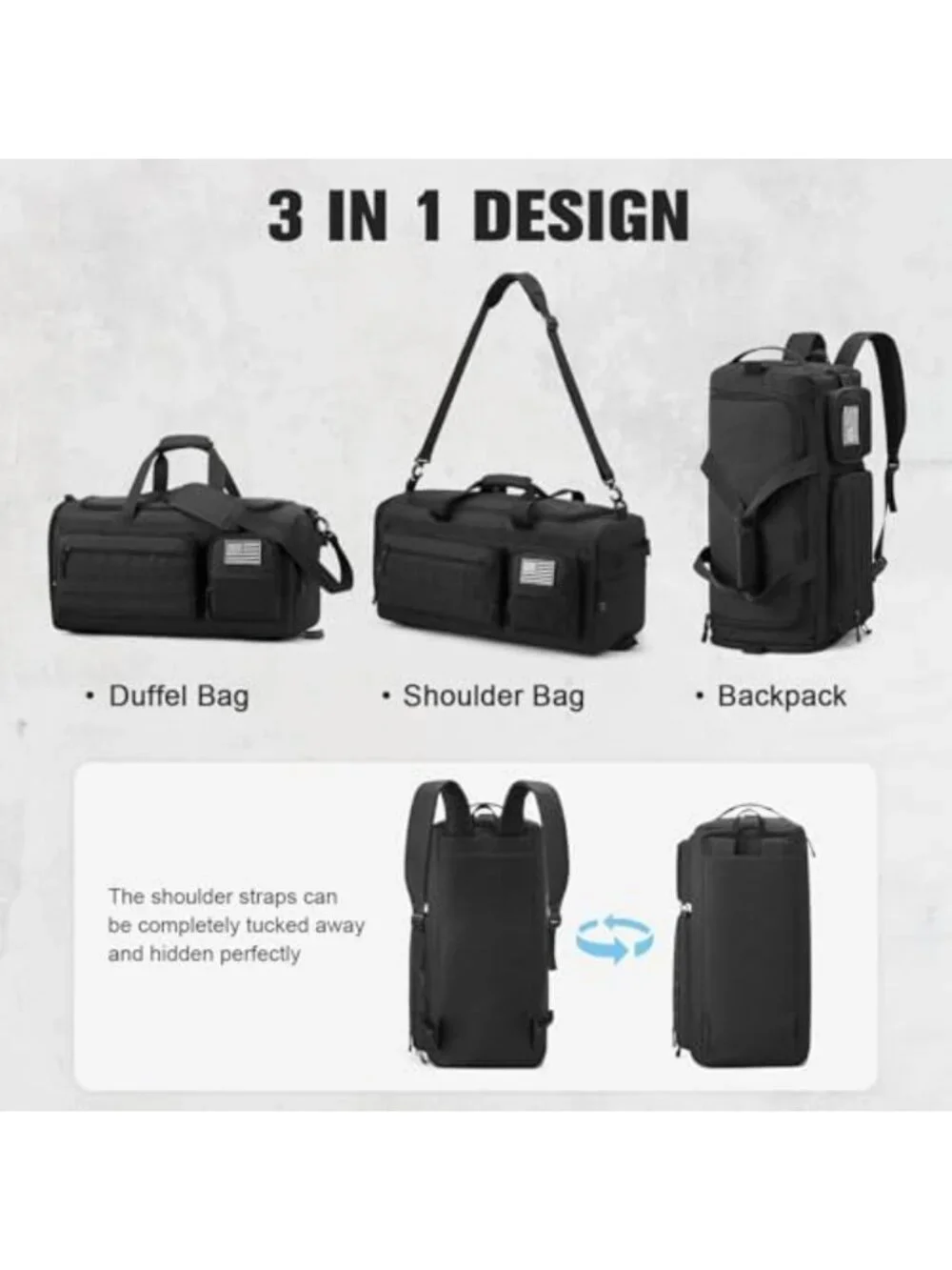 Versatile 3-in-1 Duffle Bag for Travel, Gym, Sports & Tactical Use - Large